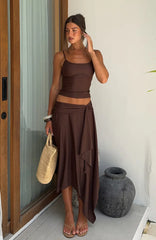 Free All Night Midi Skirt Chocolate