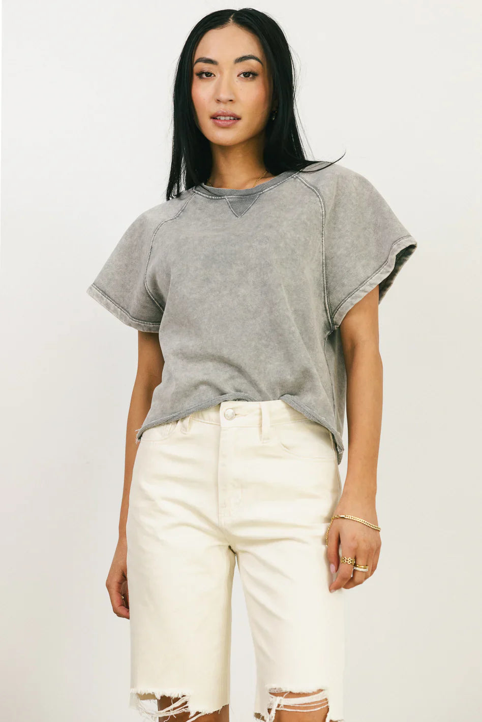 Sierra Cap Sleeve Top in Grey