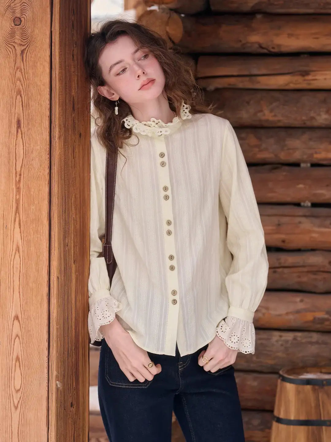 Kaiya Ruffle Collar 100% Cotton Blouse