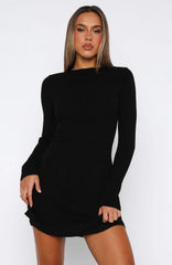 Let's Be Together Long Sleeve Mini Dress Black