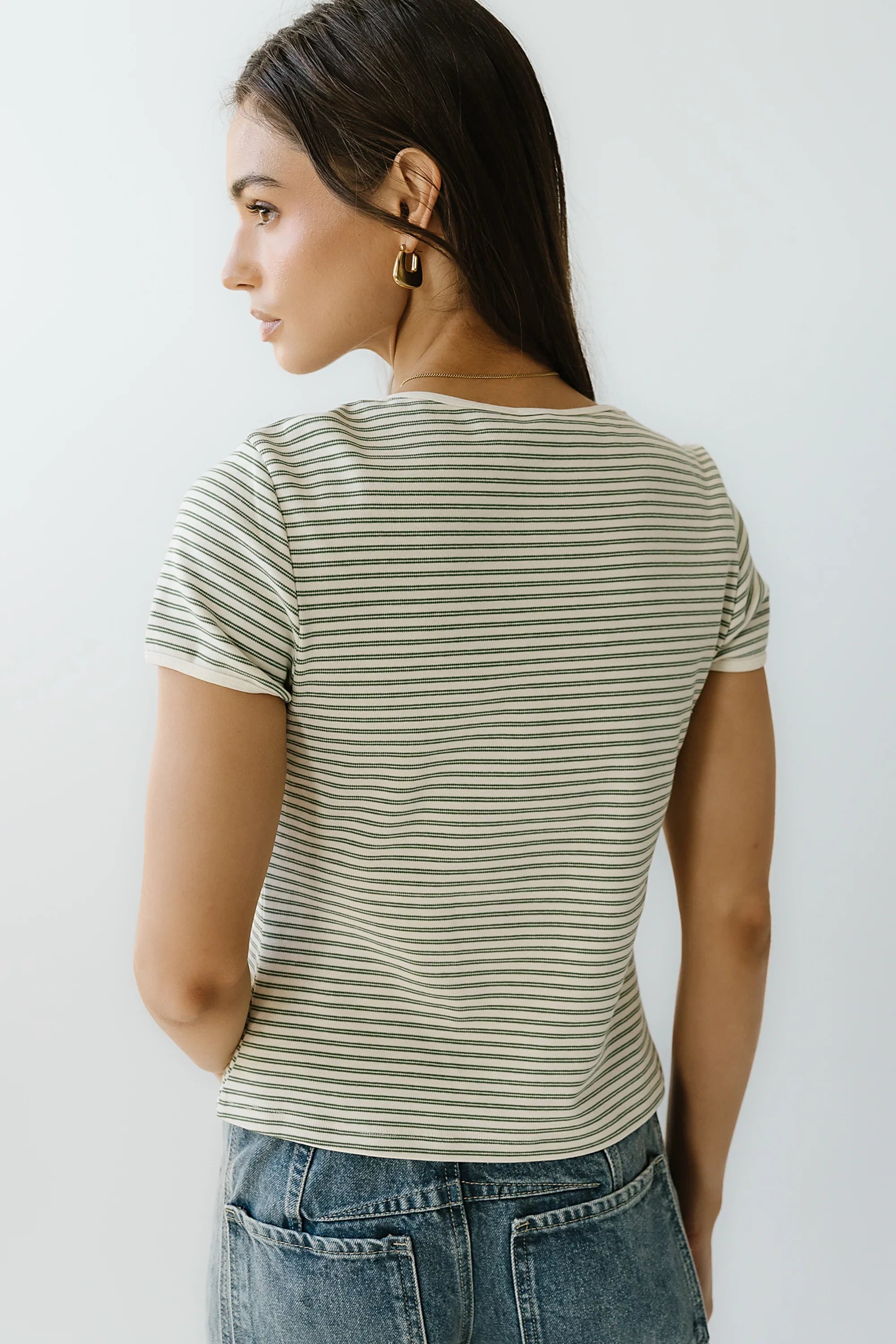 Marcie Striped Tee in Green